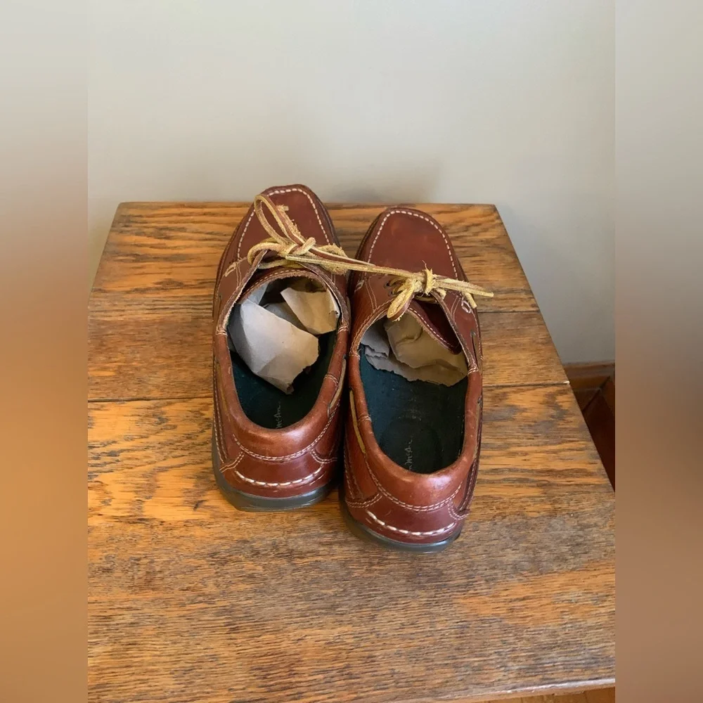 Thom Mc A Men’s Tie Dock Leather Loafers Boat Shoes Sz9 Preppy Nautical Summer